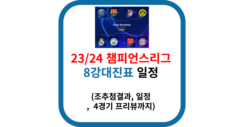 23/24 챔피언스리그 8강 조추첨 결과 및 일정, 프리뷰